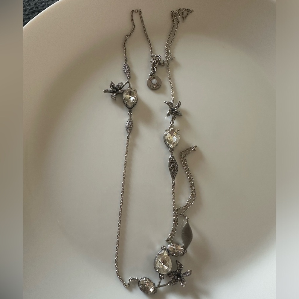 Tory Burch Lemon crystal silver necklace